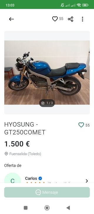 Hyosung GT250 Comet Azul