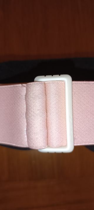 Maschera da sci jumbo rosa con laccetto colorato