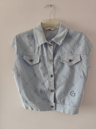 Chaleco Vaquero Azul Bordado