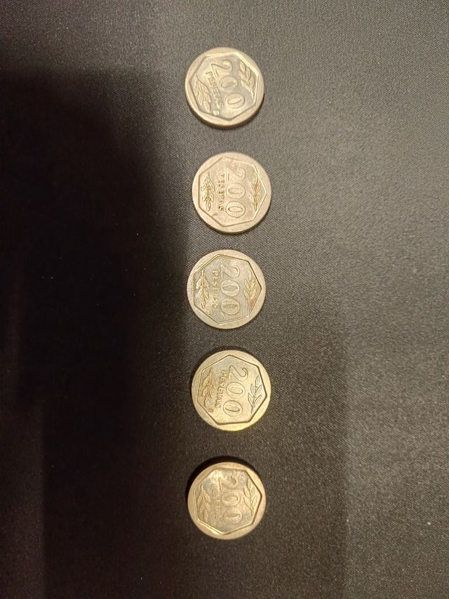 5 Monedas 200 ptas Carlos I Rey de España