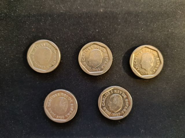 5 Monedas 200 ptas Carlos I Rey de España