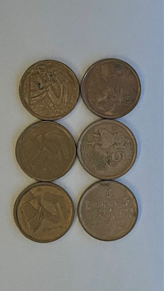 Lote 6 monedas 5 pesetas varios años