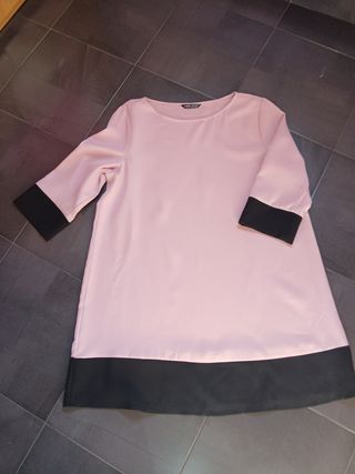 Vestido bicolor rosa y negro