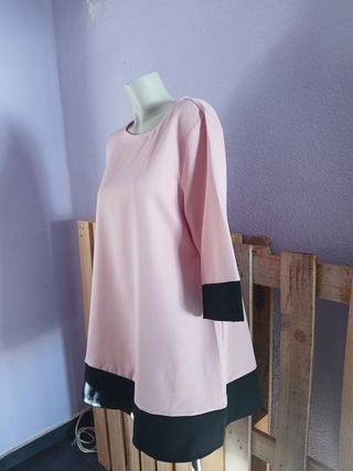 Vestido bicolor rosa y negro