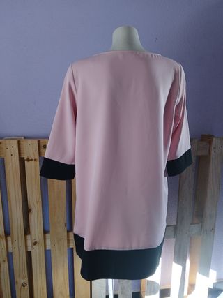 Vestido bicolor rosa y negro