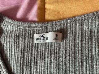 Polo Hollister Mujer Gris Manga Larga