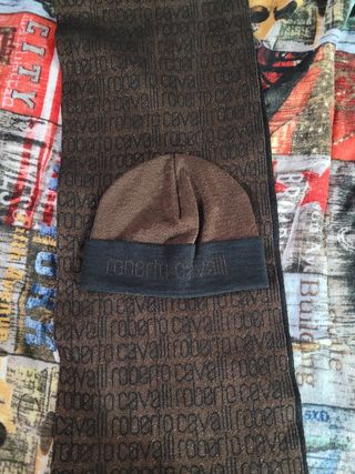 Roberto Cavalli Cappello Sciarpa Marrone Nero