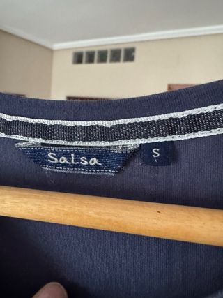 Camiseta Salsa azul bordada floral Talla S