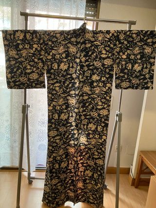 Kimono mujer azul y dorado