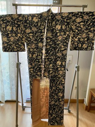 Kimono mujer azul y dorado