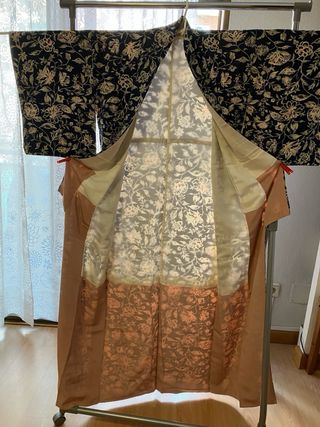 Kimono mujer azul y dorado