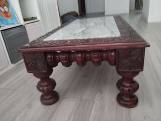 Mesa centro vintage mármol y madera