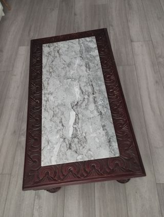 Mesa centro vintage mármol y madera