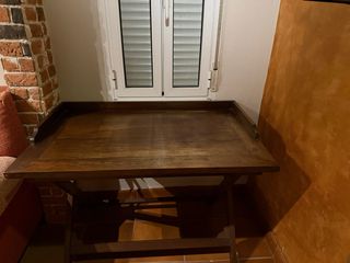 Scrivania pieghevole, forbici, legno di teak