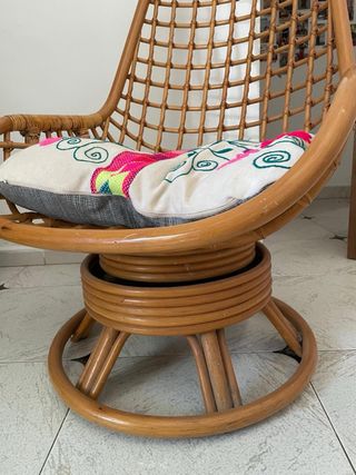 Sillón de bambú y ratán estilo años 60