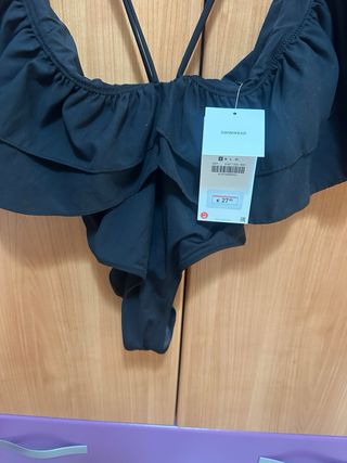 Body/Bañador Zara Negro Volantes Talla S
