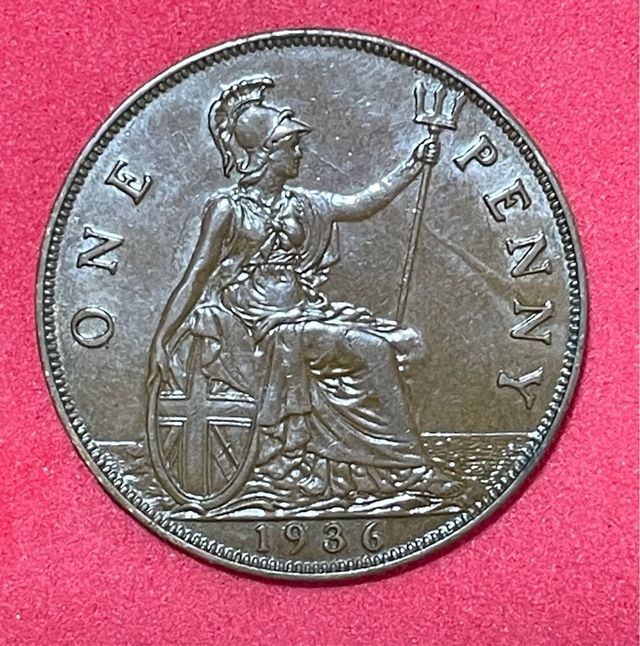 Moneda Británica 1 Penny 1936