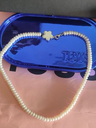 Collar Tous Perlas y Flor Plata