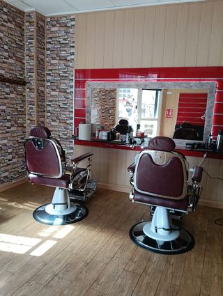 Sillas de Barbero Vintage Marrón y Plata