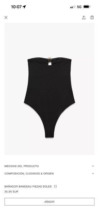 Bañador Zara Talla S Negro Soles