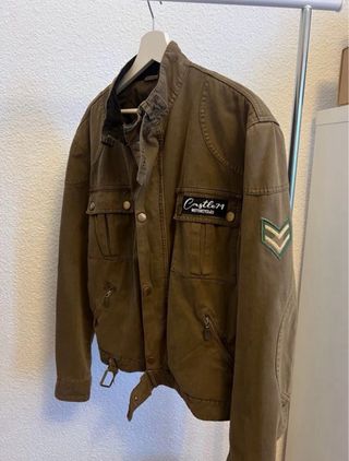 Chaqueta vintage de hombre verde militar - moto