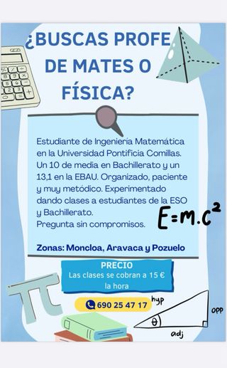 Clases de mates y física a domicilio