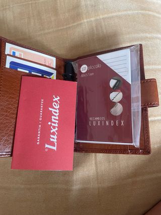 Agenda monedero piel Luxinder marrón