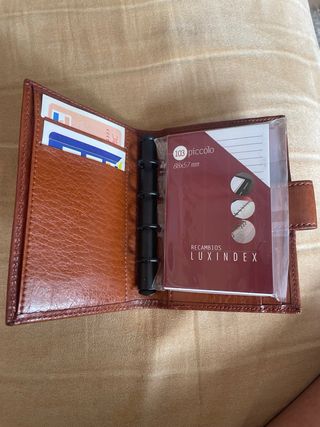 Agenda monedero piel Luxinder marrón
