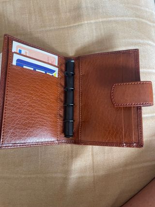 Agenda monedero piel Luxinder marrón