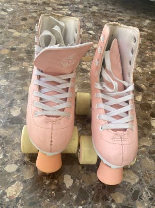 Patines 4 Ruedas. Marca: Oxelo.  Talla 35 - Rosas.