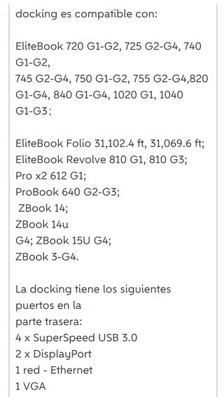Estación de Acoplamiento Docking Station HP