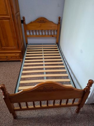 Cama individual estilo provenzal madera