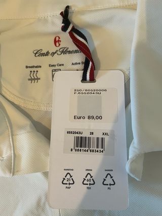 Polo Conte of Florence Bianco Taglia XL Nuovo