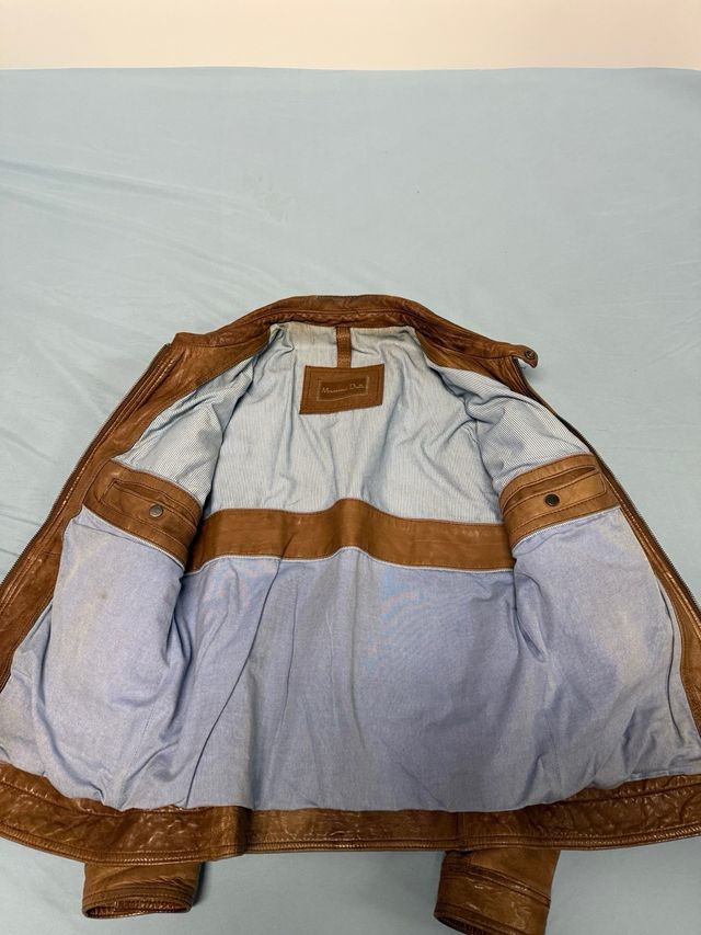 Chaqueta de piel Massimo Dutti marrón