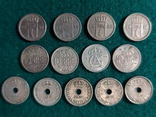 21 Monedas Noruega Antiguas  1 Corona