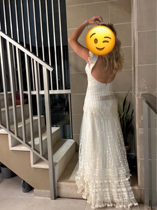Vestido Boho Chic Blanco Talla M. Marca Yolan Cris