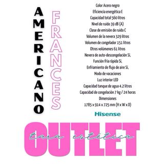 Americano Hisense francés negro RF728N4SBFE