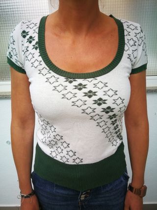 Jersey mujer blanco y verde