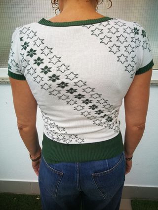 Jersey mujer blanco y verde