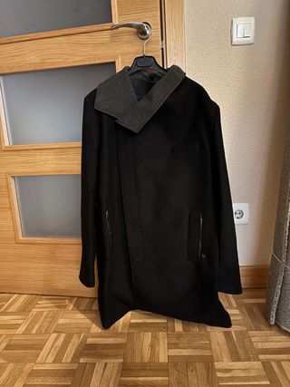 Abrigo de paño hombre negro gris nuevo