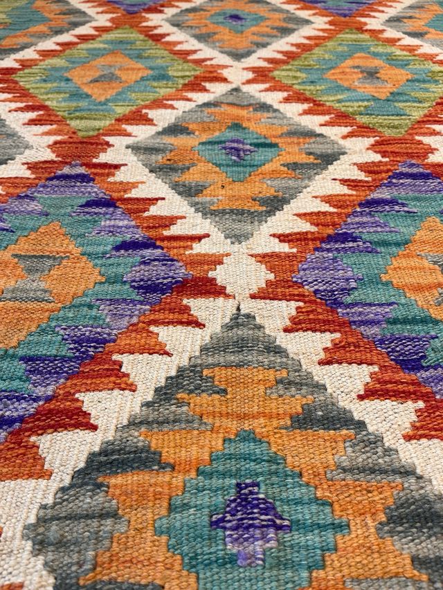 Alfombra Kilim Multicolor Tejida