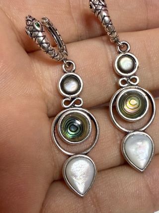Pendientes chapados plata piedra luna y coral