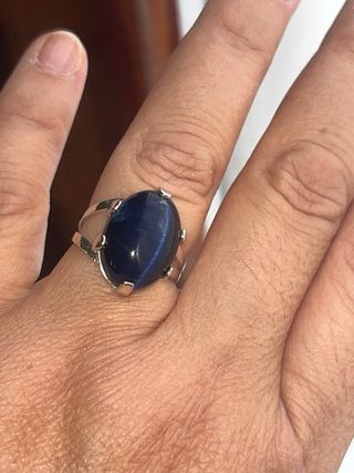 Anillo Plata Ajustable Zafiro Azul