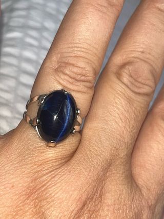 Anillo Plata Ajustable Zafiro Azul