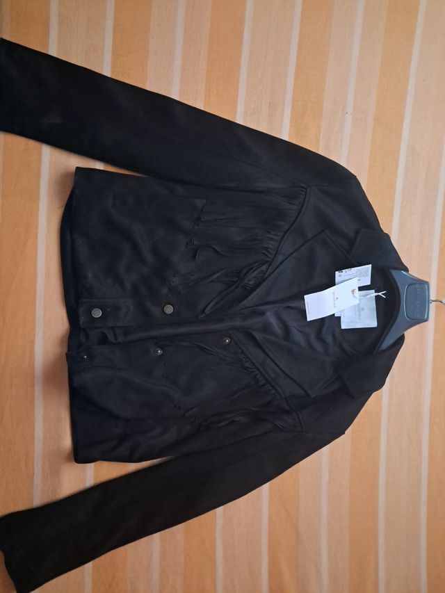 Chaquetilla negra flecos Talla S