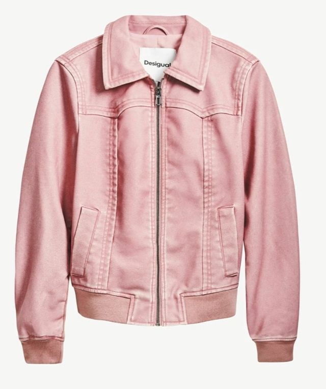 Chaqueta Biker Desigual efecto piel rosa