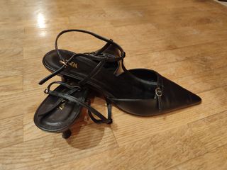 Zapatos Zara Negros Tacón Tira Tobillo