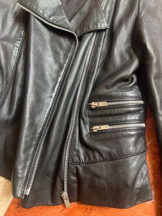 Chaqueta cuero Mango negra