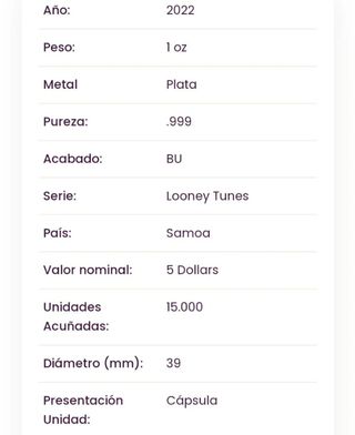 Onza de Plata Pato Lucas 1 oz Ag .999