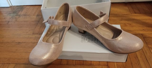 Zapatos fiesta niña oro rosa